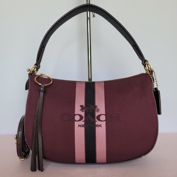 COACH Sutton Horse and Carriage Jacquard & Leather Crossbody-Oxblood Multi color - Picture 6 of 16
